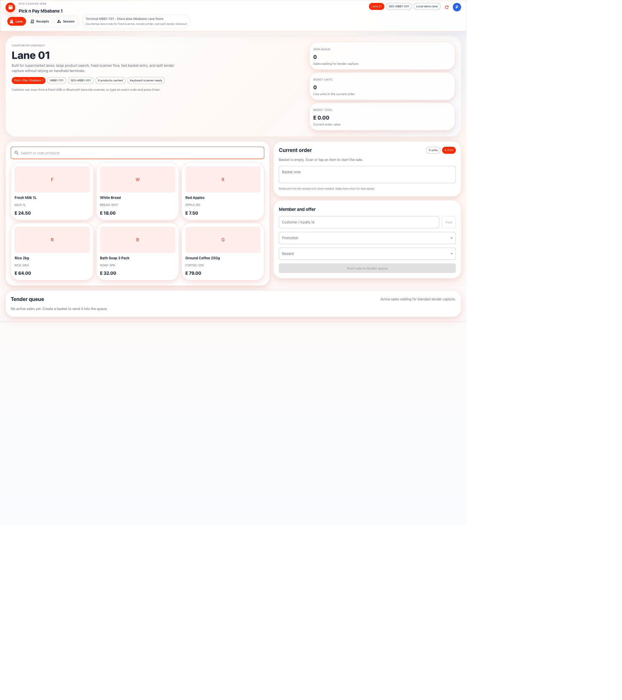POS Cashier Web lane
